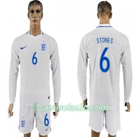 Camisolas de Futebol Inglaterra Stone 6 Equipamento Principal Copa do Mundo 2018 Manga Comprida